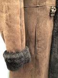 Womens Vintage Baily's Glastonbury Suede & Sheepskin Long Length Coat - Brown - Size 12 - Urban Village Vintage