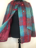 mohair  wool  womens  vintage  Urban Village Vintage  tunic  Strathay Originals  S  red  checked  check  cape  blue  60s  1960s