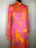womens  vintage  two piece  top  suit  Skirts  skirt  set  psychedelic  pink  orange  mod  maxi skirt  blouse  Bernat Klein  60s  1960s  10