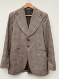 vintage  Urban Village Vintage  urban village  super suits  S  retro  mens  long sleeve  lapels  checkered  checked  check jacket  check  button up  button fastening  button  brown  blazer jacket  Blazer  70s  1970s