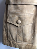 vintage  Urban Village Vintage  urban village  Suede Jacket  Suede  safari style  Safari jacket  safari  pockets  mens  long sleeves  long sleeve  Jacket  front pockets  collared  collar  chest pockets  button  Belted waist  belted  autumn  60s  1960s