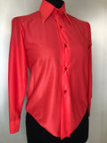 womens  vintage  top  red  dagger collar  blouse  8  70s  1970s