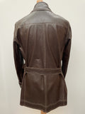 waist belt  vintage  Urban Village Vintage  urban village  Suede Jacket  Suede  stitch detailing  stitch detail  safari  reversible  retro  press stud fastening  pockets  mens  M  long sleeve  leather stitch  Leather  Jacket  decorative pockets  collar  button down  brown  big collar  Belted waist  belted jacket  belted  70s  1970s