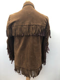 western  vintage  Urban Village Vintage  tasselled  tassel  Suede Jacket  S  mens  Jacket  fringed  fringe  faux suede  Cowboy Shirt  button down  button  brown  70s  1970s