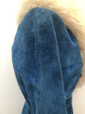 womens  vintage  Urban Village Vintage  suede  sheepskin  shearling  Jacket  coat  blue  70s  70  1970s  10