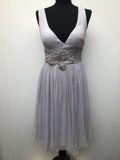 womens  waist detail  vintage  sleeveless  silver  midi dress  midi  Frank Usher  evening dress  embellishment  dress  diamante embellishment  blue  10