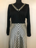 womens  white  vintage  Urban Village Vintage  summer dress  stripes  print  maxi dress  maxi  long sleeve  Horrockses Fashions  dress  chevron stripes  chevron stripe  black  70s  1970s  14