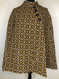 Vintage 1960s Welsh Woollens Tapestry Cape in Brown and Yellow - Size UK S