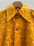 Yellow  vintage  Urban Village Vintage  urban village  Shirt  S  retro  Print  patterned  Paisley Print  paisley  mens  long sleeve  dagger collar  collar  button fastening  70s  70  1970s