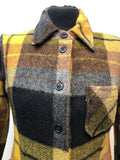 yellow  womens shirt  vintage  Urban Village Vintage  Shirt  multi  large check  collar  checkered  checked  check shirt  button  big collar  70  1970s