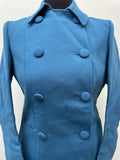 womens  vintage  Urban Village Vintage  urban village  pockets  Pindi Sports  NOS  MOD  made in england  long sleeve  Jacket  double breasted coat  double breasted  deadstock  collar  coat  button down  button  blue  big collar  60s  1960s  10