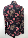womens shirt  womens  vintage  Urban Village Vintage  urban village  Shirt  pink  patterned  patterened  Navy  multi  Michel Axel Pans  collar  blouse  70s  70  1970s  12