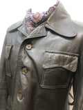 vintage  mens  Leather Jacket  Leather  L  Jacket  Fitted  brown leather  brown  70s  1970s Urban Village Vintage