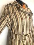 10  womens  Winter Coat  vintage  Urban Village Vintage  urban village  striped  pockets  long sleeve  hippy  DAKS  coat  button front  brown  70s  1970s
