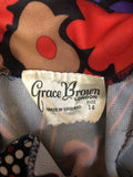 womens  vintage  Urban Village Vintage  tie neck  pockets  patterned  multi  MOD  Grace Brown London  floral  dress  black  60s  1960s  10