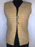 1960s Checked Wool Waistcoat in Green and Orange - Size UK 10