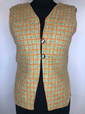 womens  waistcoat  vintage  vest  Urban Village Vintage  urban village  top  sleeveless  Orange  jacket  Green  check  buttons  button front  70s  70  1970s  10