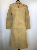 womens  vintage  Urban Village Vintage  Suede Jacket  suede fringing  Suede  retro  open design  MOD  long jacket  lining  leather detailing  Jacket  fringed  fringe  camel  brown  beige  70s  70
