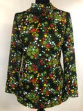 womens shirt  womens  vintage  Urban Village Vintage  top  shirt  psychdelic  psych  multi  MOD  hippie  green  flower power  floral  blouse  big collar  60s  1960s  12