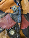 Rare 1970s Fish Scale Patchwork Leather Jacket - Size UK 10