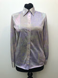 womens  vintage  Urban Village Vintage  top  purple  print blouse  pastel colours  pastel  multi  dagger collar  dagger  blouse  Bernat Klein  70s  1970s  12