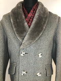 wool collar  wool  vintage  Urban Village Vintage  urban village  sheepskin collar  Sheepskin  pockets  mens  long sleeve  L  Jacket  grey  coat  70s  1970s