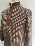 vintage  Urban Village Vintage  urban village  square pattern  roll neck  patterned  pattern  mens  M  long sleeves  Long sleeved top  long sleeved  long sleeve  knitwear  knitted  knit  hook and eye  high neck  heavyweight  ethnic print  ethnic  elasticated  cuffs