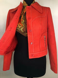 womens  white stitch  vintage  Urban Village Vintage  stitch detailing  Stadicke Modelle  red  lightweight jacket  Jacket  diamond stitch  cropped  collar  coat  Beagle collar  Act III  70s  70  1970s  10