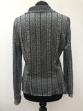 womens  vintage  Urban Village Vintage  top  stripes  silver  metallic  lurex  floral print  collar  blouse  black  70s  1970s