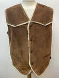 waistcoat  vintage  vest  Suede Jacket  Suede  sleeveless  Sheepskin  polyester  mens  L  Jacket  brown  70s  70  1970s
