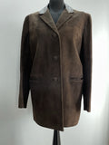 Womens 1960s Brown Moleskin Mod Leather Single Breasted Jacket - Size 12-14