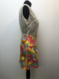 womens  waist detail  vintage  Urban Village Vintage  urban village  Skirts  skirt  retro  printed  print  pleated front  pink  multicoloured  multi  Mini Skirt  floral print  decorative pockets  brown  blue  8  60s style  60s  60  1960s  1960