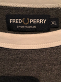 Fred Perry T-Shirt Grey with Logo Strip on Arm - Size XL - MOD Clothing Sportswear - Urban Village Vintage