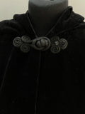 womens  vintage  velvet  S  long cape  halloween  gothic  goth  frogging  cloak  cape  black velvet  8  70s  6-8  6  1970s