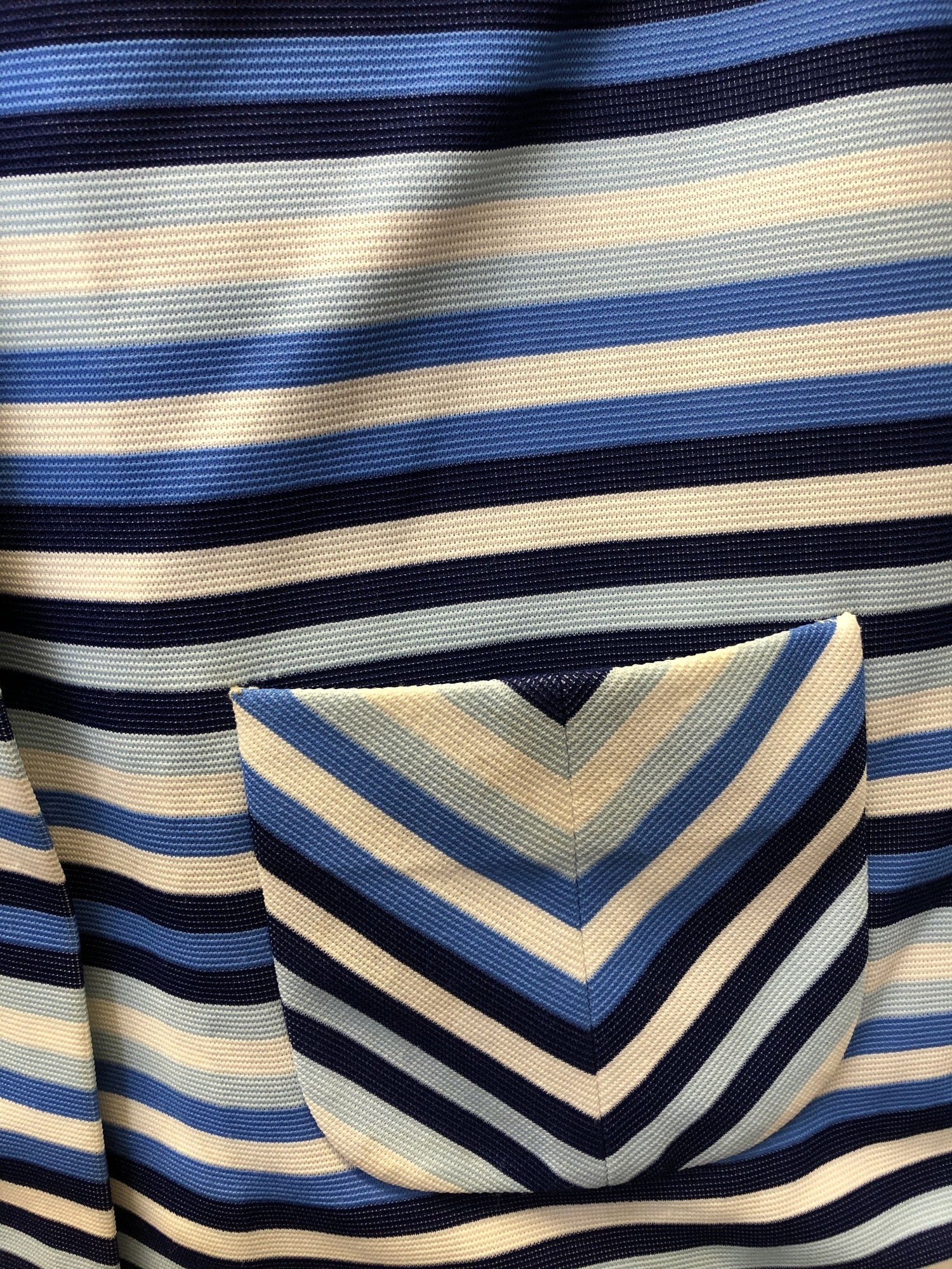 Womens 1960s / 1970s Eastex Short Sleeve Striped Collar Blouse / Top - Blue - Size 12 / 14 - Urban Village Vintage - Urban Vintage Village