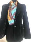 womens  vintage  velvet  Urban Village Vintage  urban village  two button  pockets  party  long sleeve  jacket  cotton  christmas  button  Blazer  black  8  70s  1970s