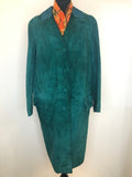 1960s Suede Coat in Green - Size UK 14