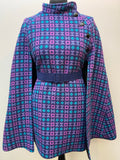 Vintage 1960s Welsh Wool Tapestry Cape in Purple - Size M