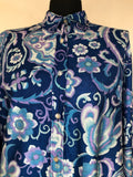 womens shirt  womens  vintage  Urban Village Vintage  MOD  blue  blouse  big collar  Beagle collar  60s  1960s  16