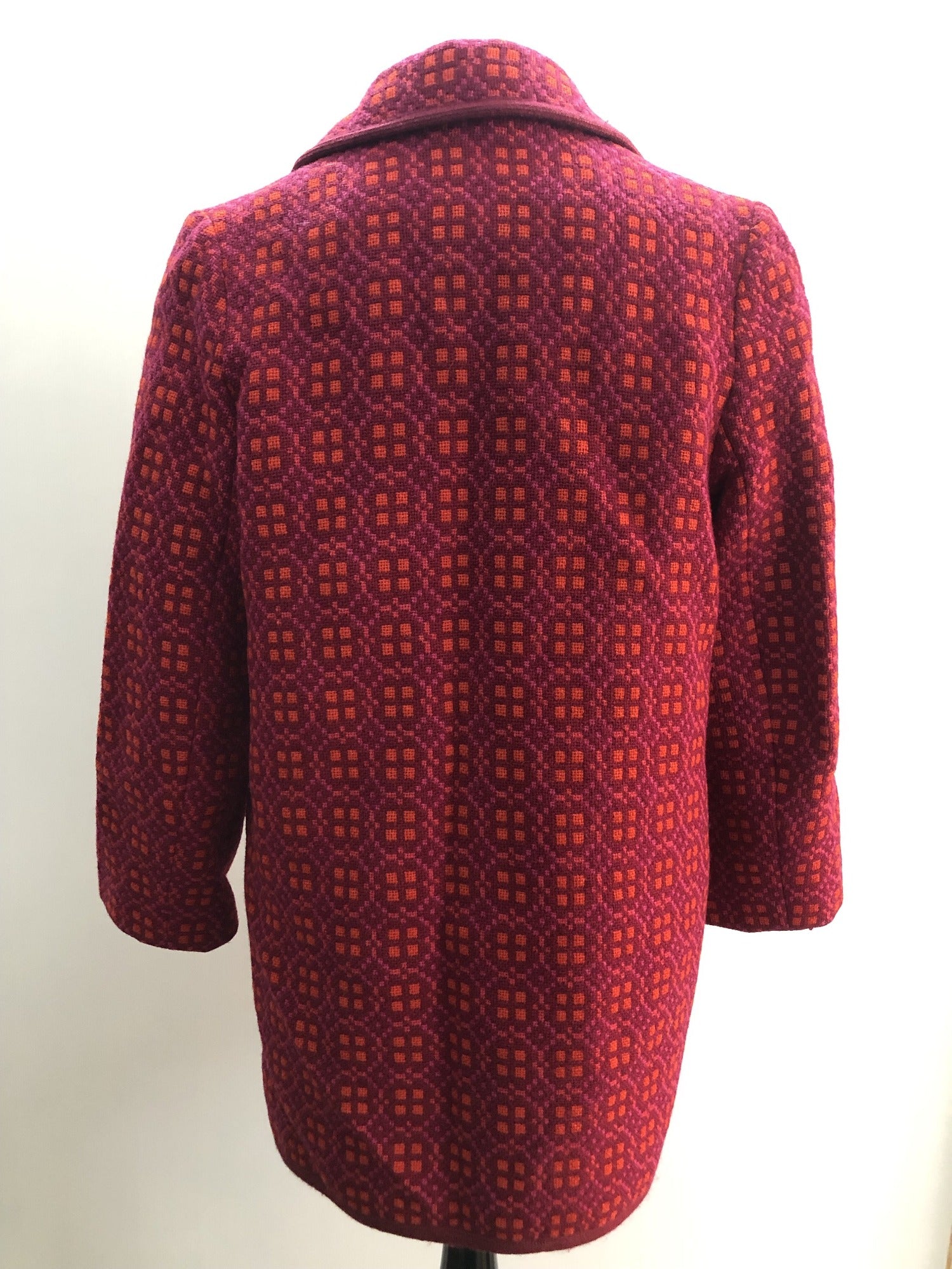 Vintage 1960s Welsh Woollens Tapestry Coat in Pink Size UK 14 Urban Village Vintage Clothing UrbanVillageVintage