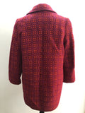 wool  womens  Welsh Woollens  welsh  vintage  tapestry  red  pink  patterned  MOD  jacket  coat  60s  1960s  14