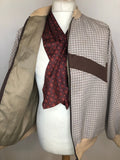 womens  vintage  MOD  mens  lightweight jacket  lightweight  L  check  brown  bomber style  bomber jacket  beige  70s  1970s