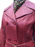 Womens Vintage 1970s Belted Leather Jacket by Suede Centre Swear & Wells - Red - Size 10 - Urban Village Vintage