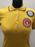 Yellow  womens  Wigan Casino  Urban Village Vintage  three button  T-Shirt  polo top  polo  Northern Soul  MOD  badges  6