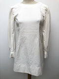 1960s Long Sleeved Mini Dress in White - Size 6