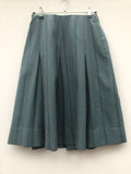 1950s Pleated Striped Skirt in Turquoise - Size 8