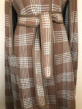 wool  womens  wetherall  waistcoat  vintage  S  MOD  gingham  cape  brown  blue  60s  1960s