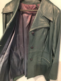 Womens Vintage 1960s / 1970s English Lady Leather Jacket - Green - Size 16