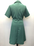 zip  womens  vintage  V-Neck  Urban Village Vintage  urban village  St Michael  printed dress  Green  dress  back zip  60s  1960s  14