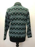 womens  Winserlee  vintage  Urban Village Vintage  urban village  retro  polo jumper  knitted  knit  jumper  Green  diamond stitch  crew neck  70s  70  1970s  12